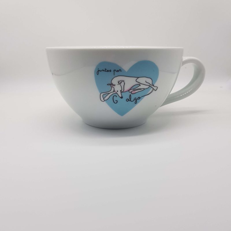 Tazón desayuno (sin plato) Galgo corazón turquesa